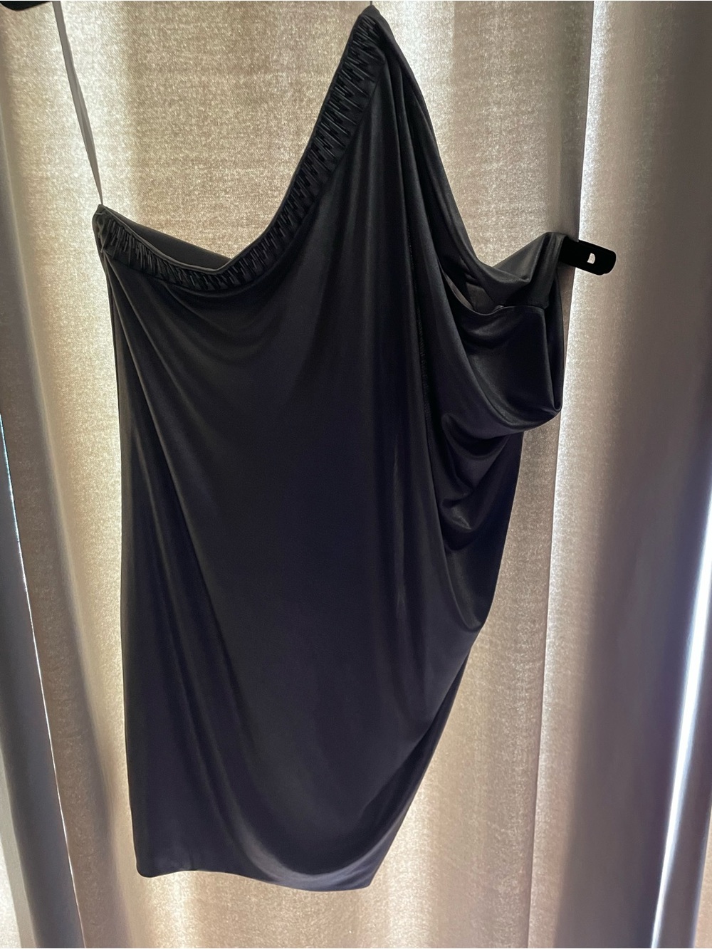 Morgan & Co. Silver One-Shoulder Draped Cocktail Dress